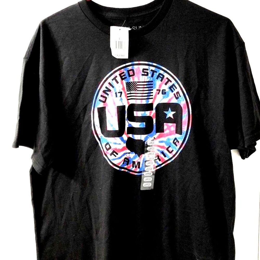 Fifth Sun USA Men's Black Graphic Print T-shirt LARGE NWT